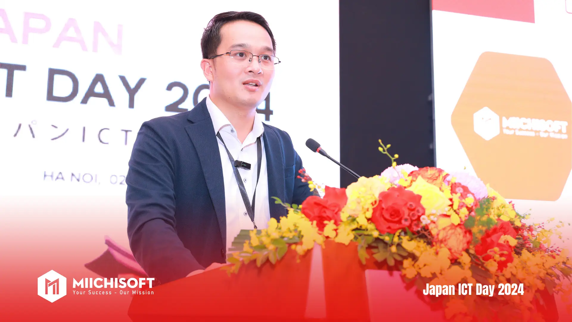 Miichisoft's CEO speaking at Japan ICT Day 2024 JP