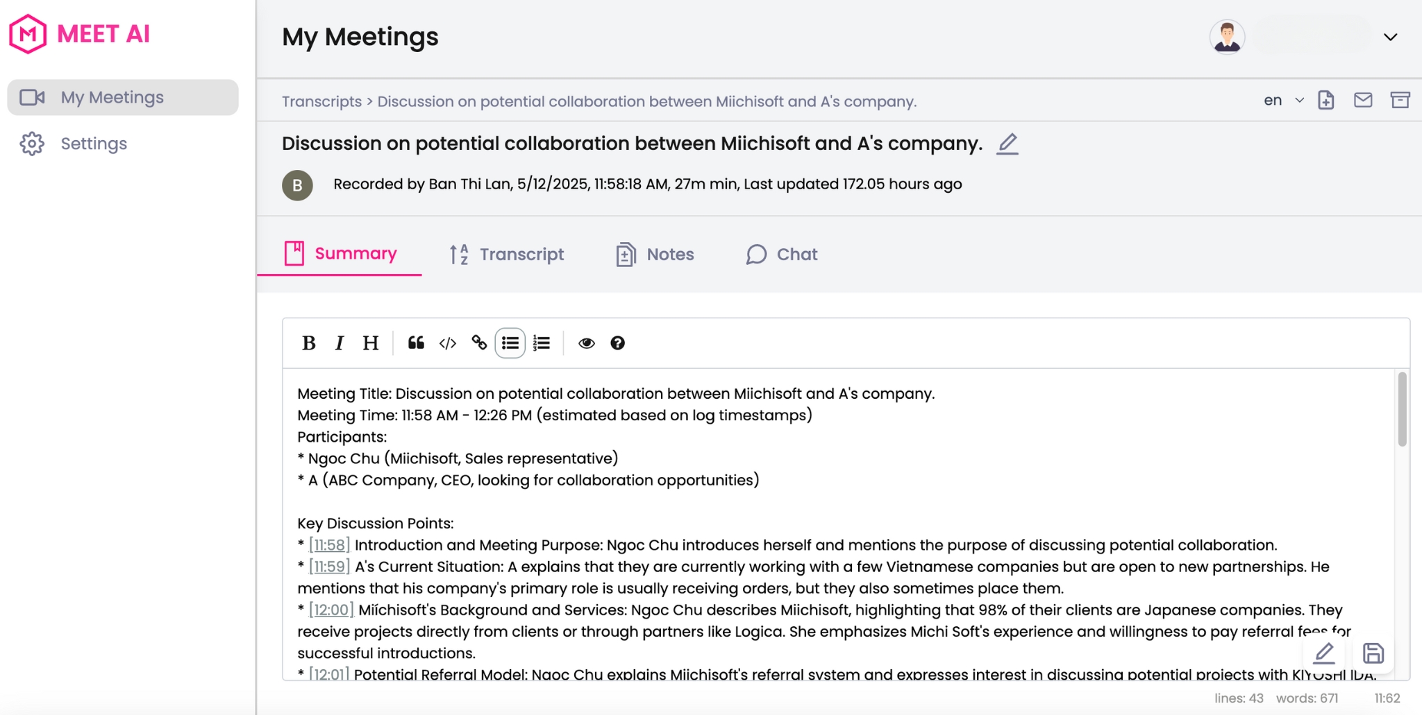Miichisoft AI Meeting Assistant
