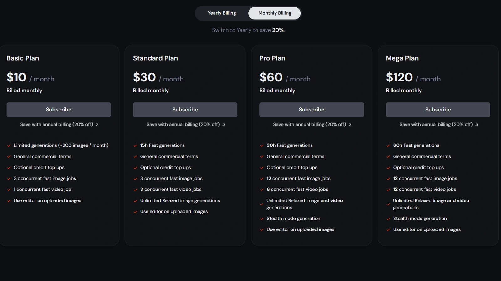 Midjourney AI prices