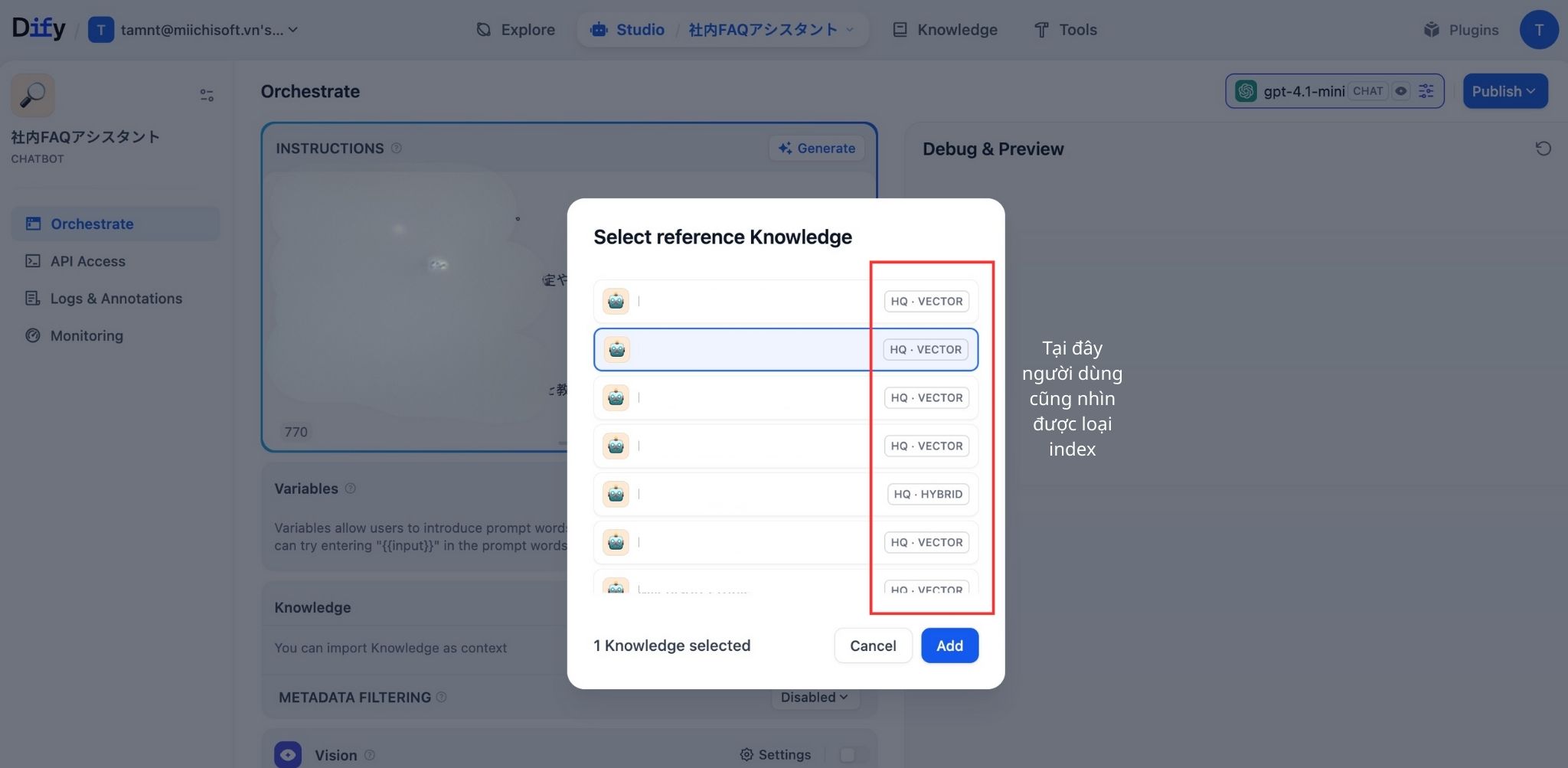 Connect the Knowledge Base to the Internal Chatbot 